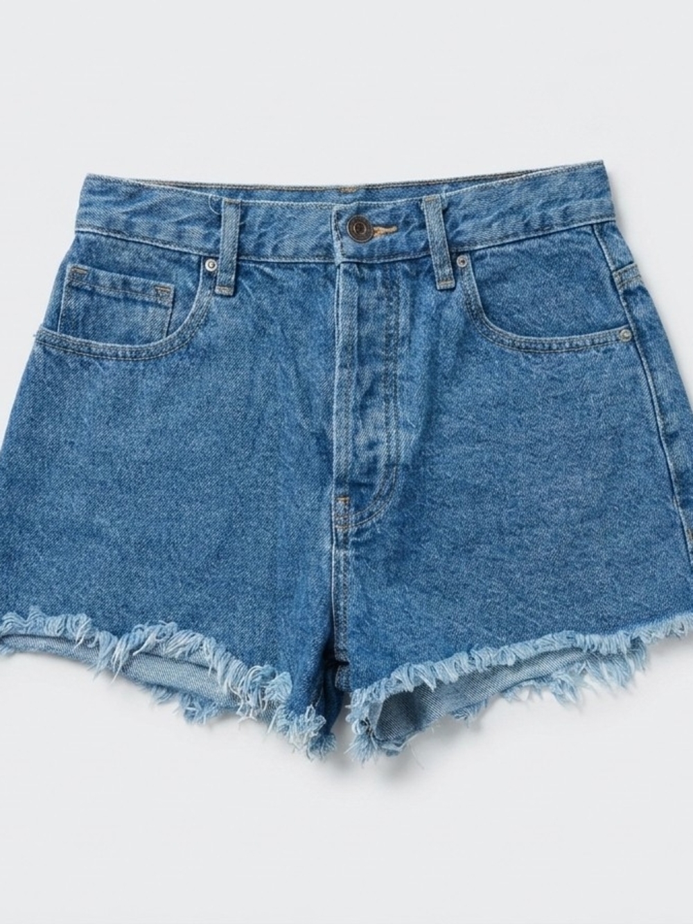 PacSun Frayed High-Rise Denim Shorts -‎ Blue